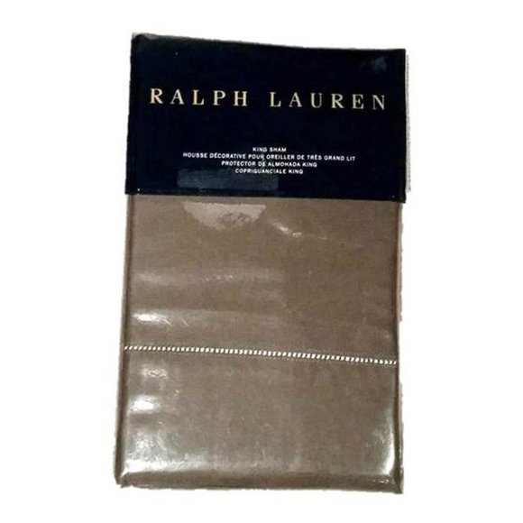 $130 RALPH LAUREN Metropolitain Grey KING SHAM RL 624 Solid Sateen 20" x 36" - Picture 1 of 2